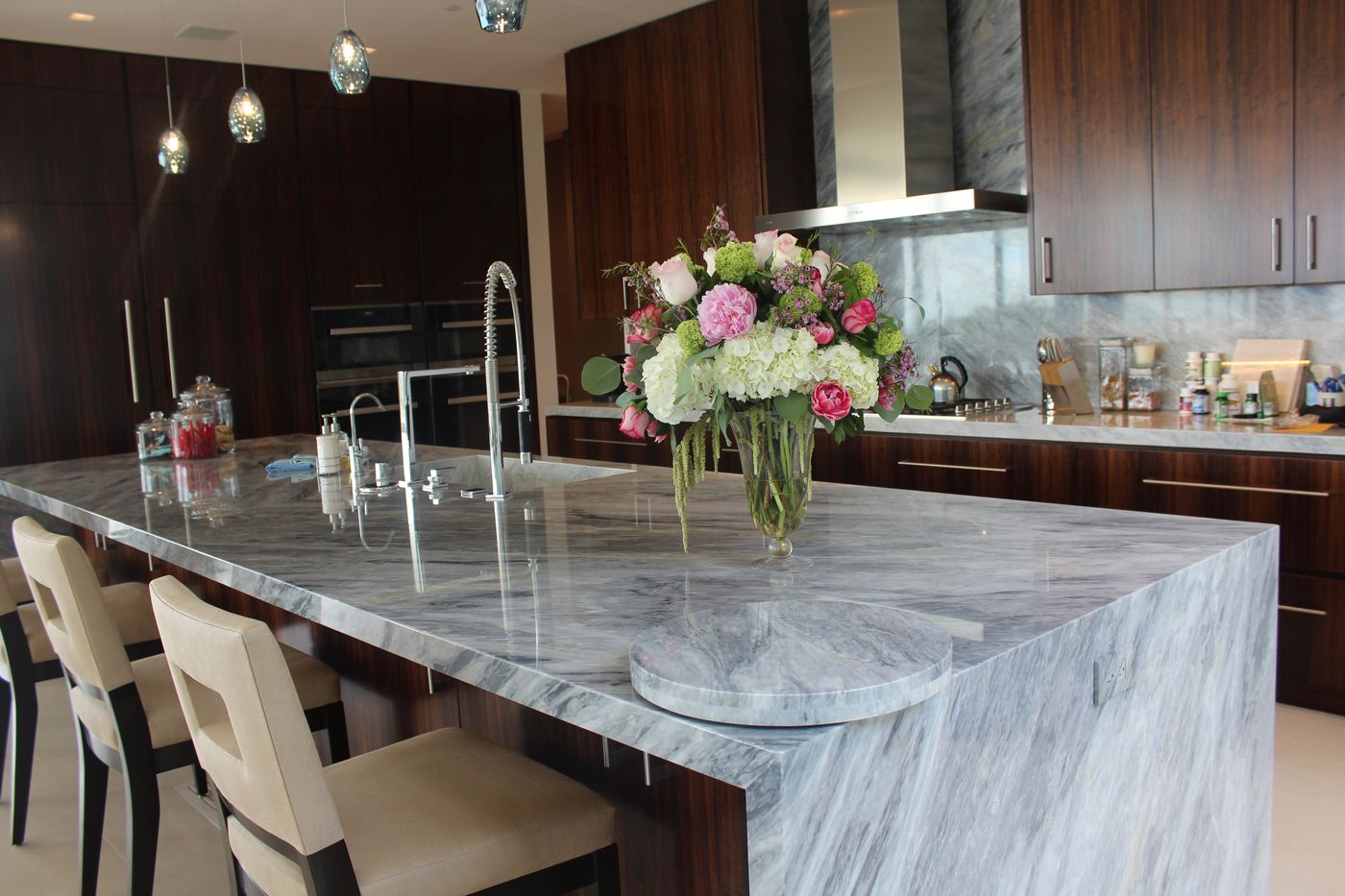 Quartzite kitchen island